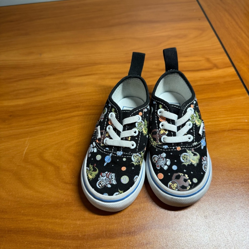 Vans Toddler Little‎ Kids Slip On Sneaker Astronaut Space Planets Black Shoe 6